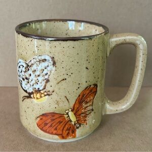 Vintage Butterfly Speckled Ceramic Mug